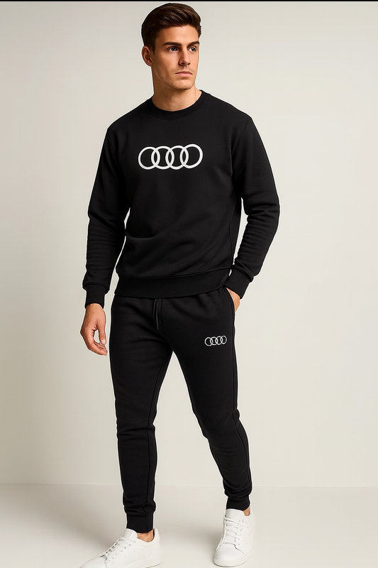 Men’s Premium Audi Logo Tracksuit – Winter Fleece Sweatshirt & Jogger Set