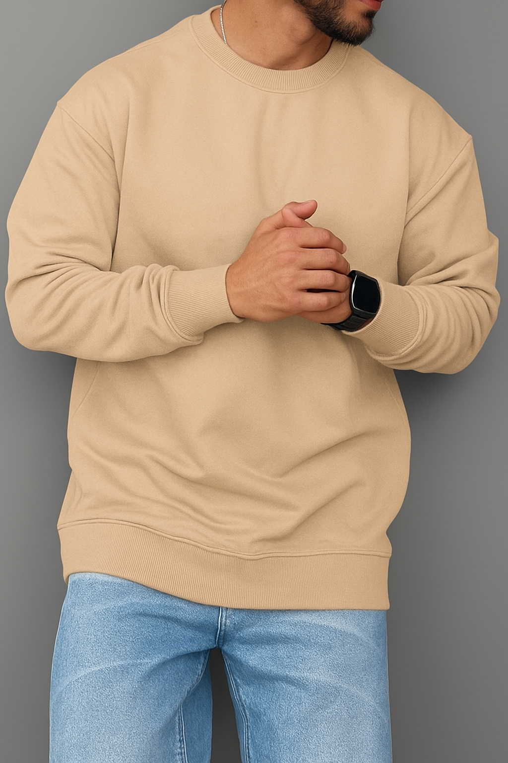 Men’s Plain Round Neck Sweatshirt – Premium Winter Fleece | 7 Colors | Comfortable Casual Pullover