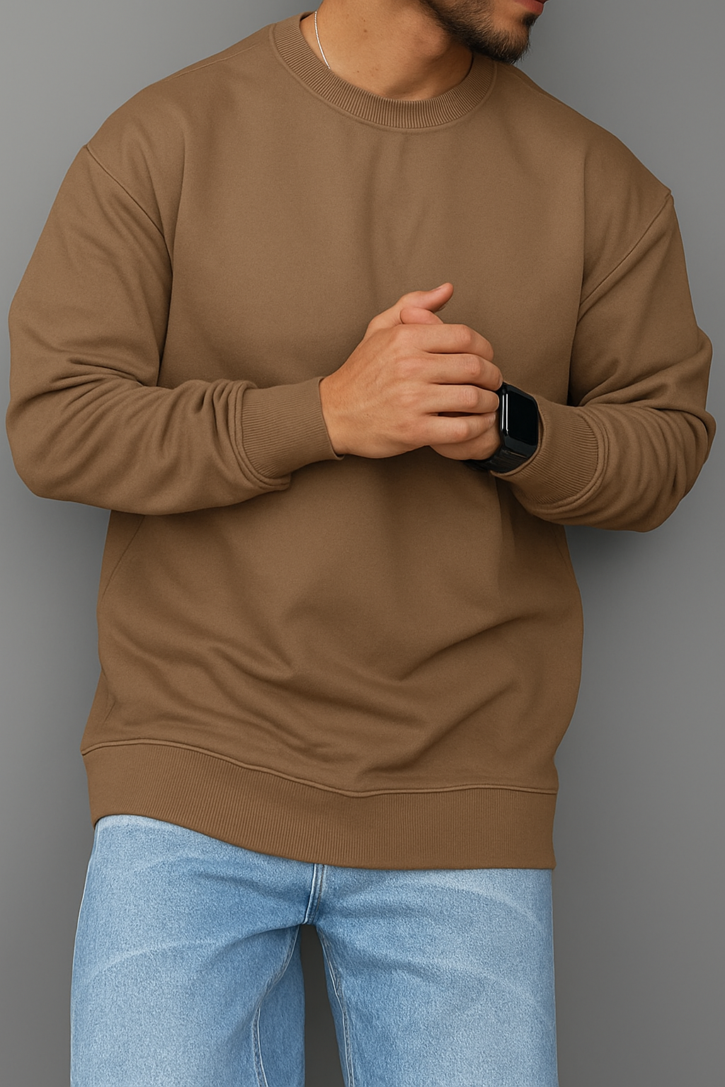 Men’s Plain Round Neck Sweatshirt – Premium Winter Fleece | 7 Colors | Comfortable Casual Pullover