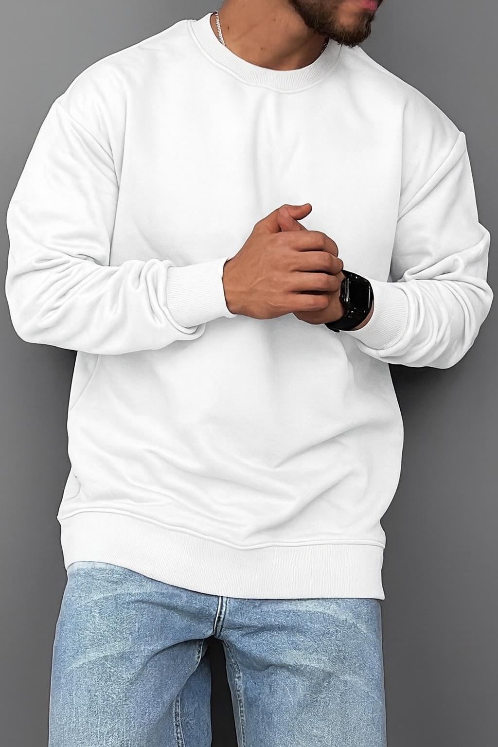 Men’s Plain Round Neck Sweatshirt – Premium Winter Fleece | 7 Colors | Comfortable Casual Pullover