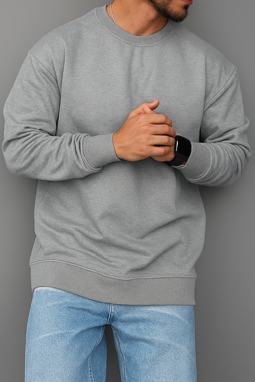 Men’s Plain Round Neck Sweatshirt – Premium Winter Fleece | 7 Colors | Comfortable Casual Pullover