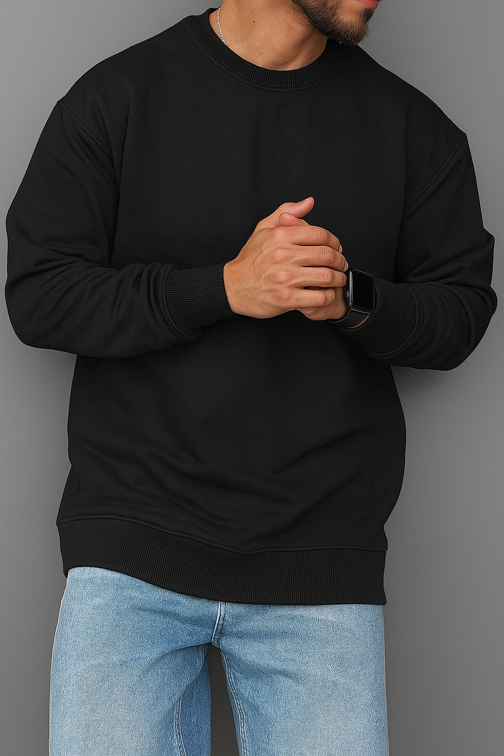 Men’s Plain Round Neck Sweatshirt – Premium Winter Fleece | 7 Colors | Comfortable Casual Pullover