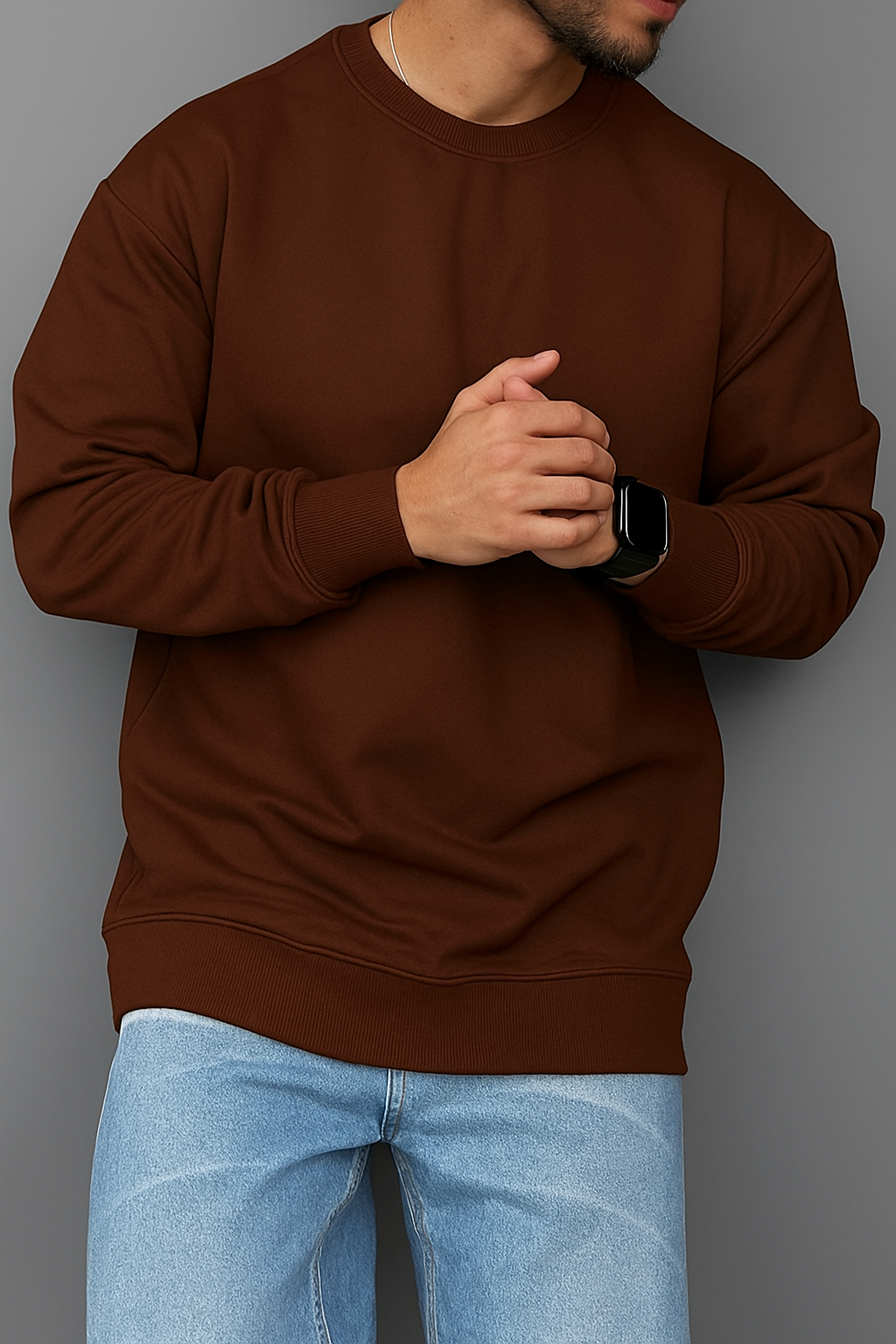 Men’s Plain Round Neck Sweatshirt – Premium Winter Fleece | 7 Colors | Comfortable Casual Pullover