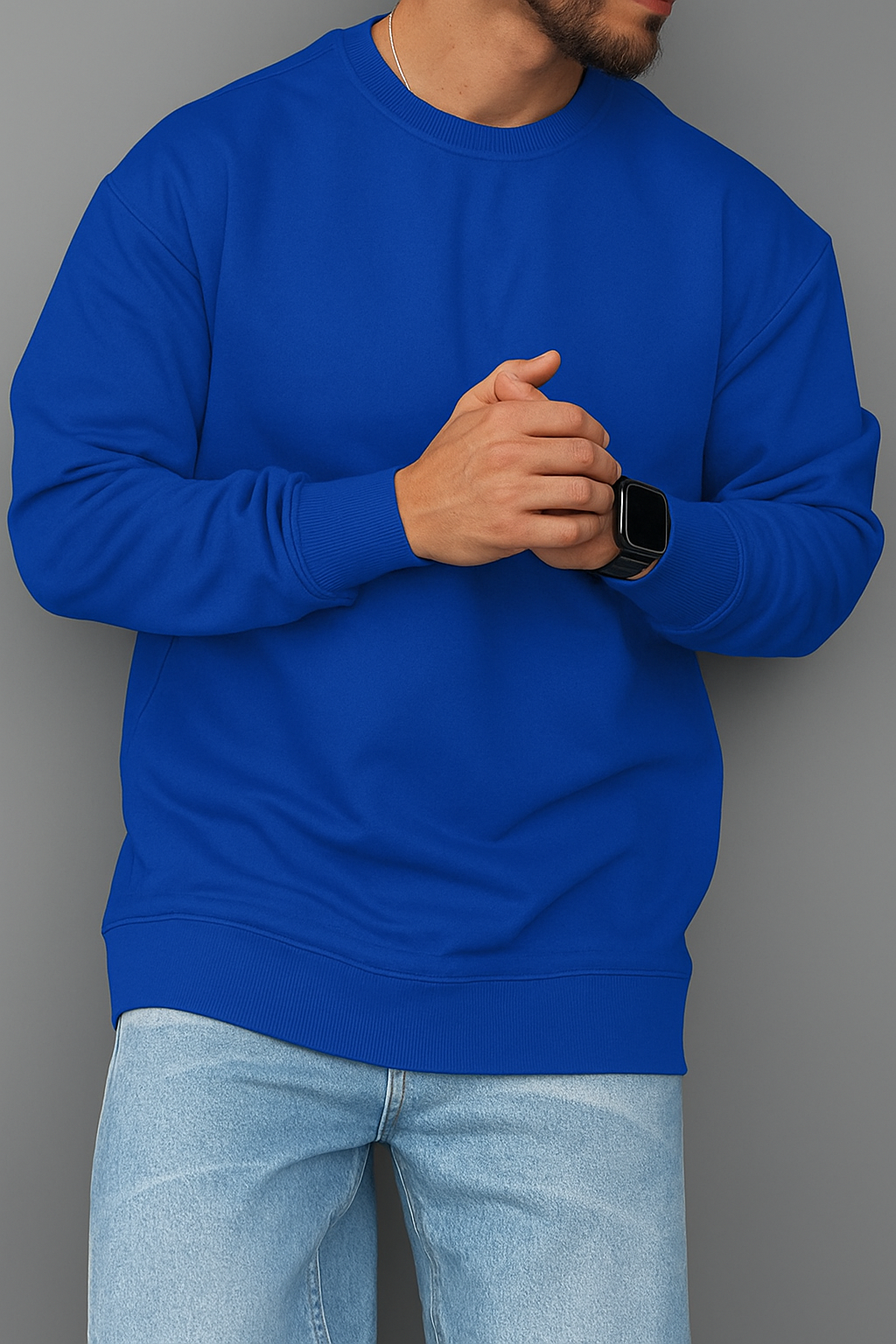 Men’s Plain Round Neck Sweatshirt – Premium Winter Fleece | 7 Colors | Comfortable Casual Pullover