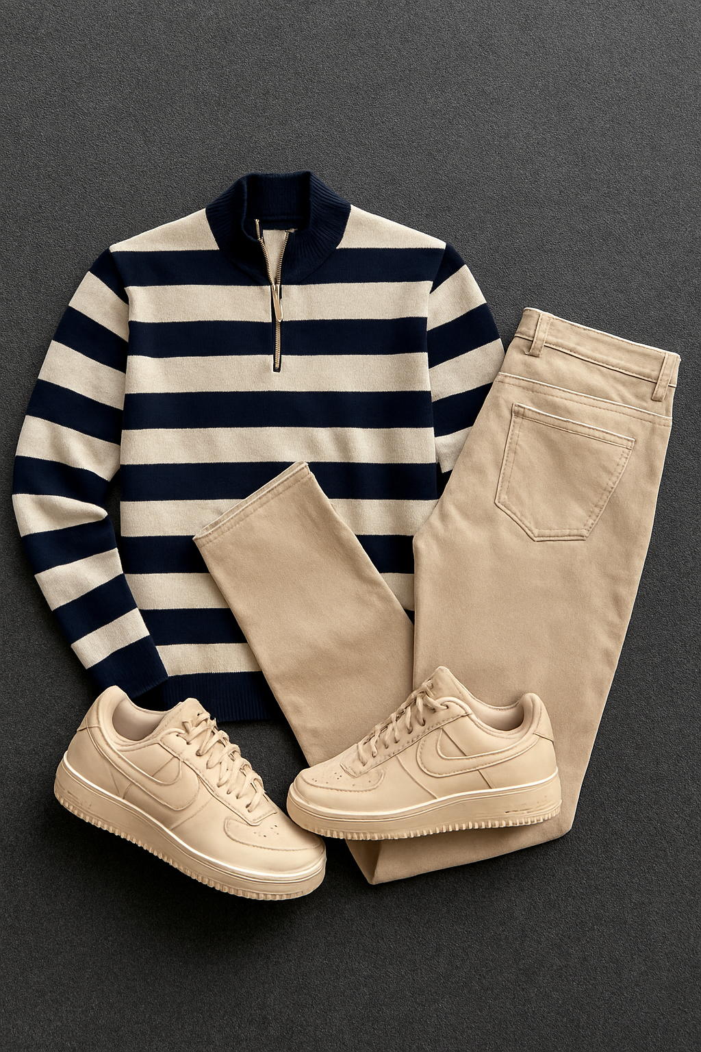 "Men’s Striped Half-Zip Sweatshirt & Jeans Co-Ord Set |