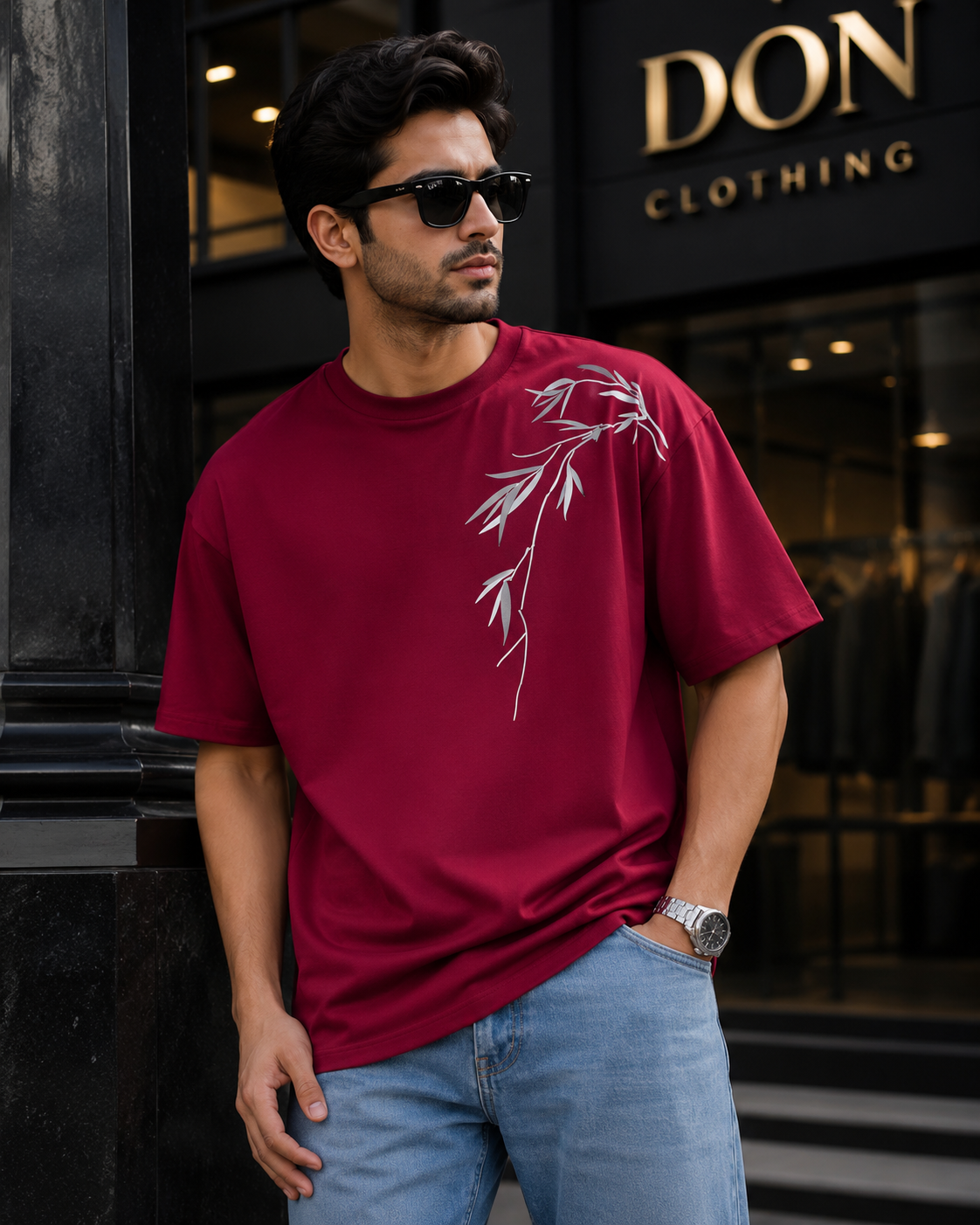 Premium Oversized Graphic T-Shirt for Men – Bamboo Print | Soft Cotton Casual Summer Tee