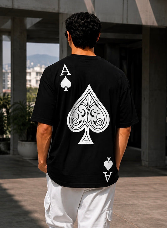 Ace Back Print Oversized T-Shirt ♠️ | Premium Streetwear for Men