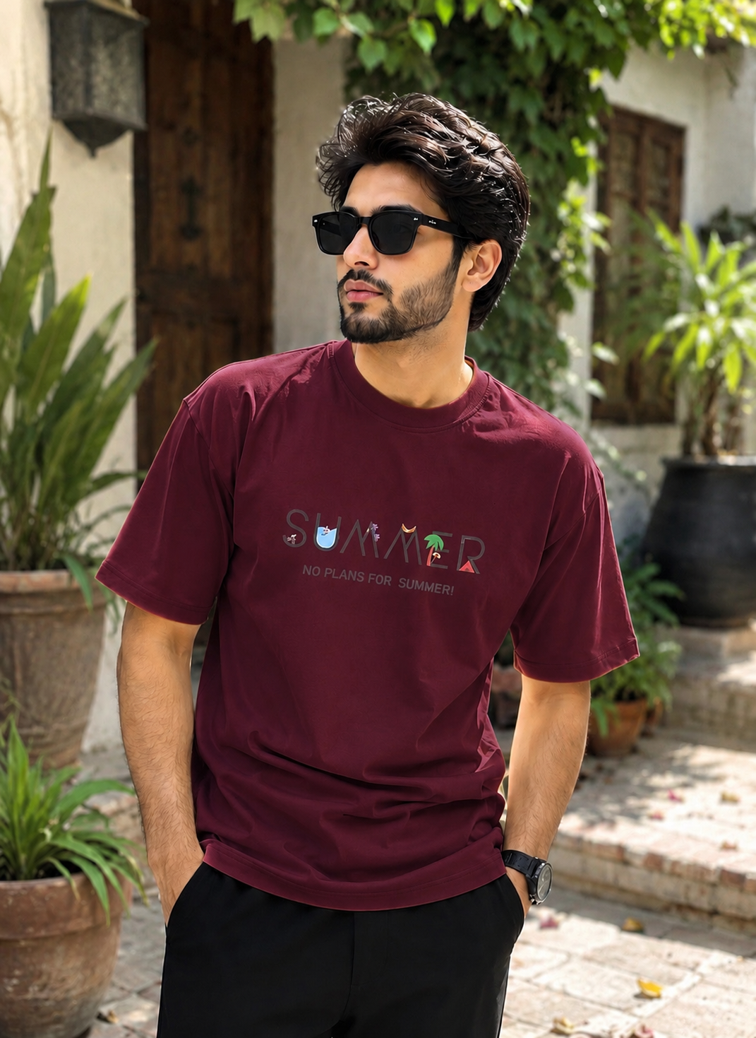 Hot Summer Oversized T-Shirt – Stay Cool & Stylish | Black, White, Green & Maroon