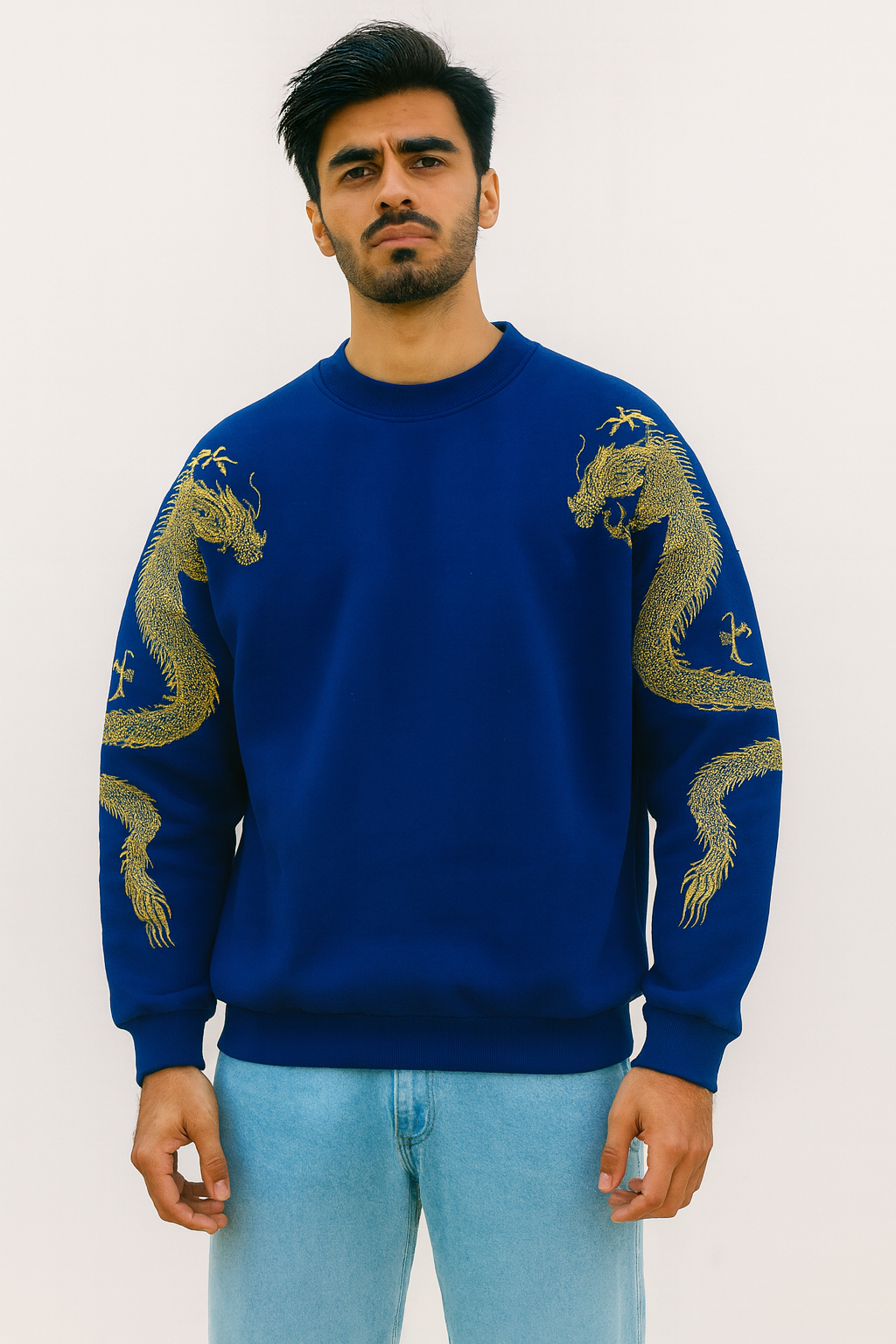 Golden Dragon Oversized Sweatshirt – Luxury Embroidery Edition