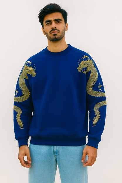 Golden Dragon Oversized Sweatshirt – Luxury Embroidery Edition