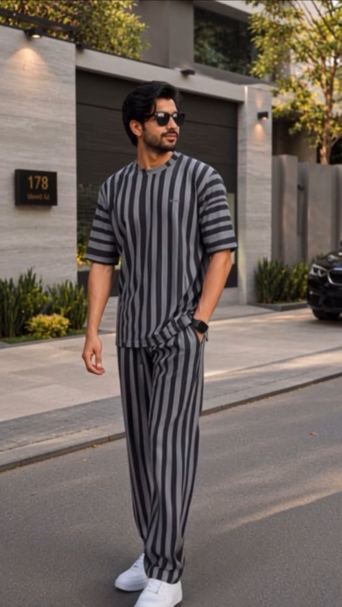 Premium Men’s Striped 2 Piece Tracksuit Set – Soft Breathable Summer Casual Wear – Available in 5 Colors