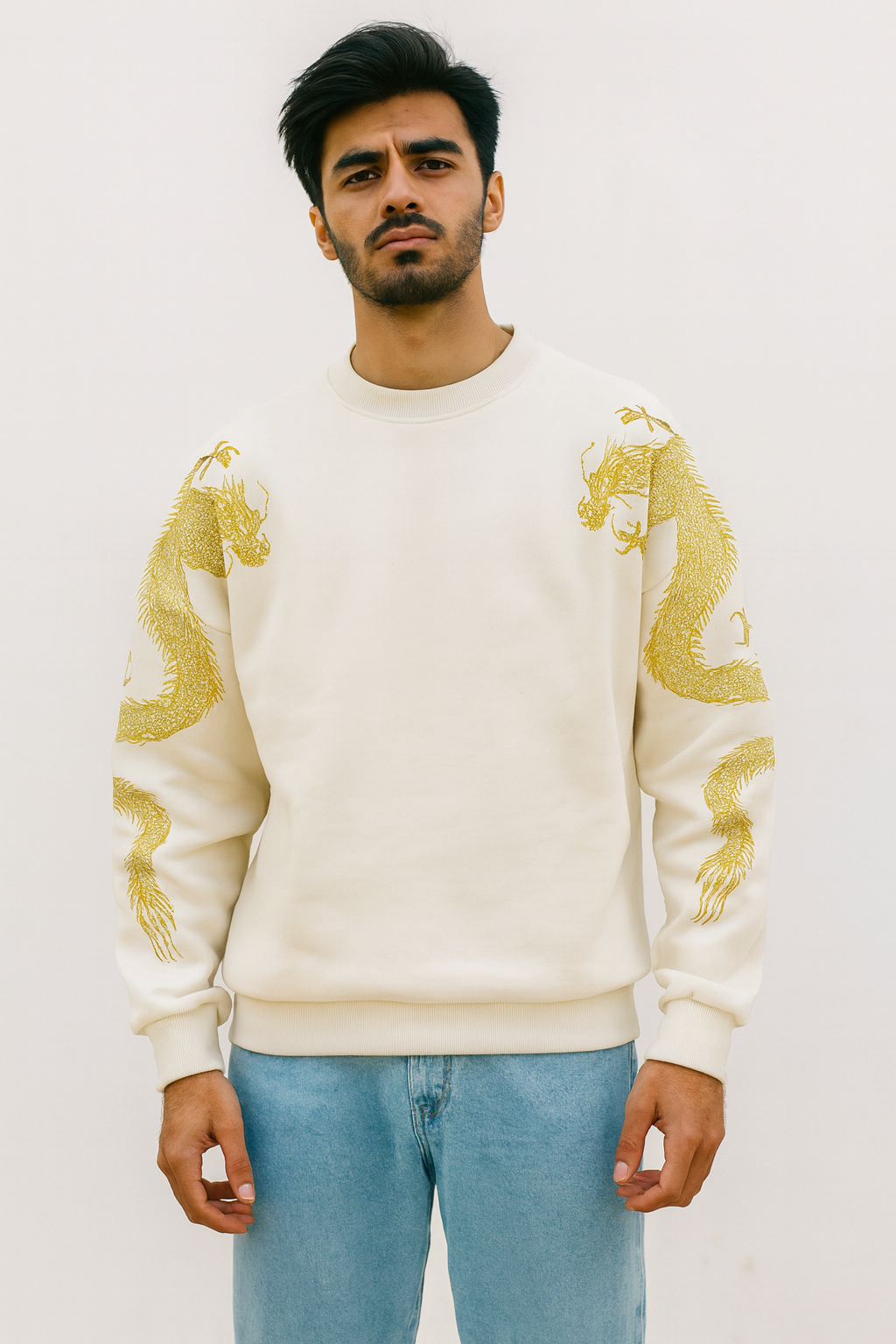 Golden Dragon Oversized Sweatshirt – Luxury Embroidery Edition