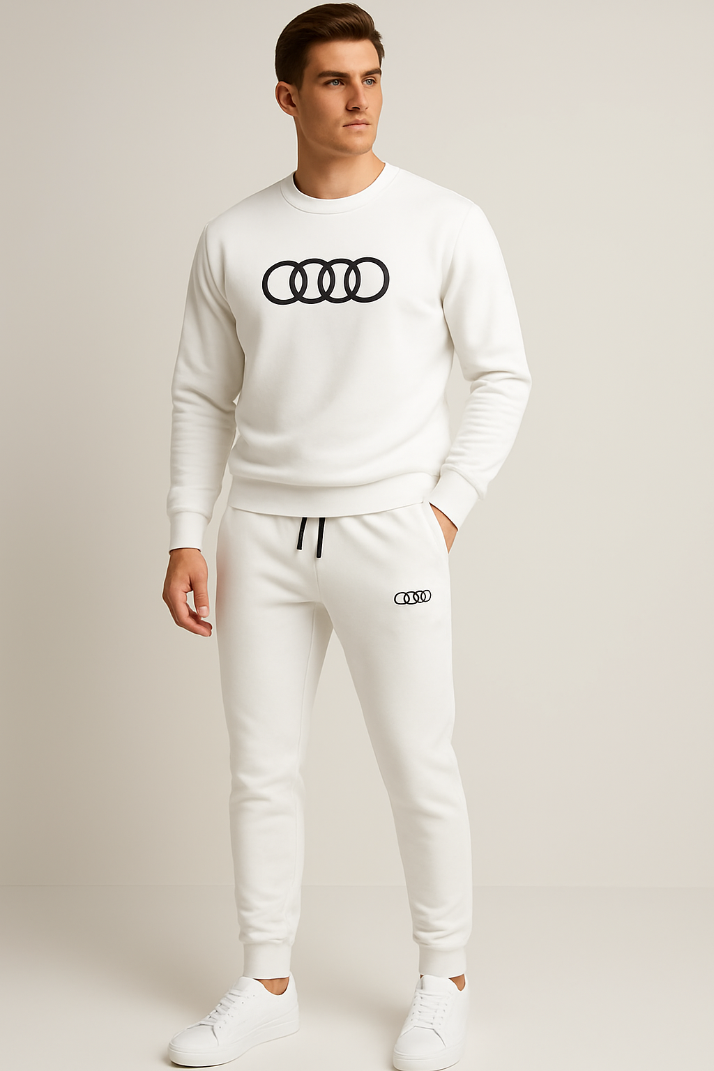 Men’s Premium Audi Logo Tracksuit – Winter Fleece Sweatshirt & Jogger Set