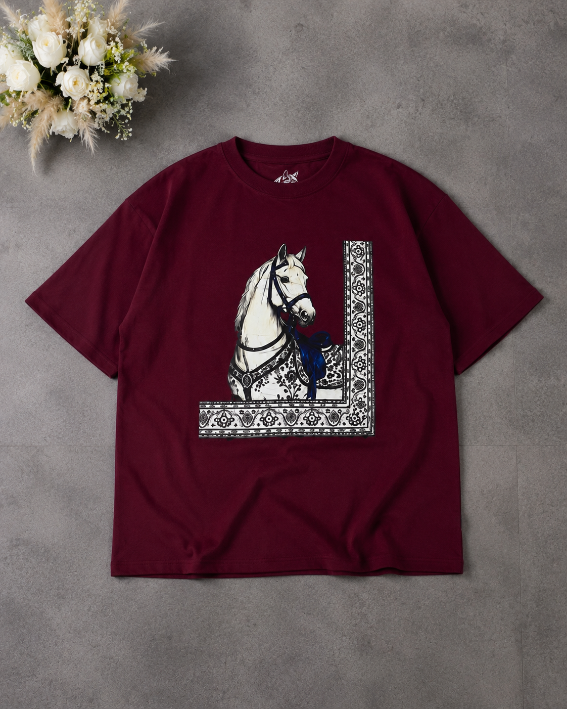 Premium Oversized Horse Graphic T-Shirt for Men | Soft Cotton Summer Tee |