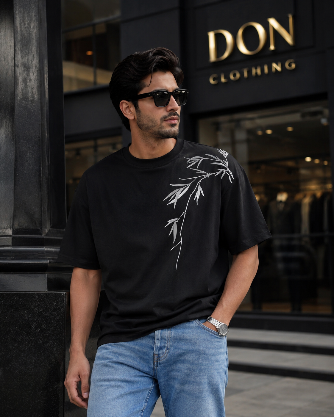 Premium Oversized Graphic T-Shirt for Men – Bamboo Print | Soft Cotton Casual Summer Tee
