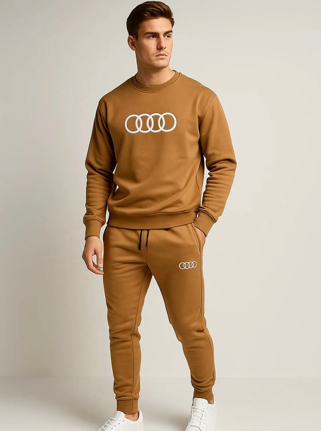 Men’s Premium Audi Logo Tracksuit – Winter Fleece Sweatshirt & Jogger Set