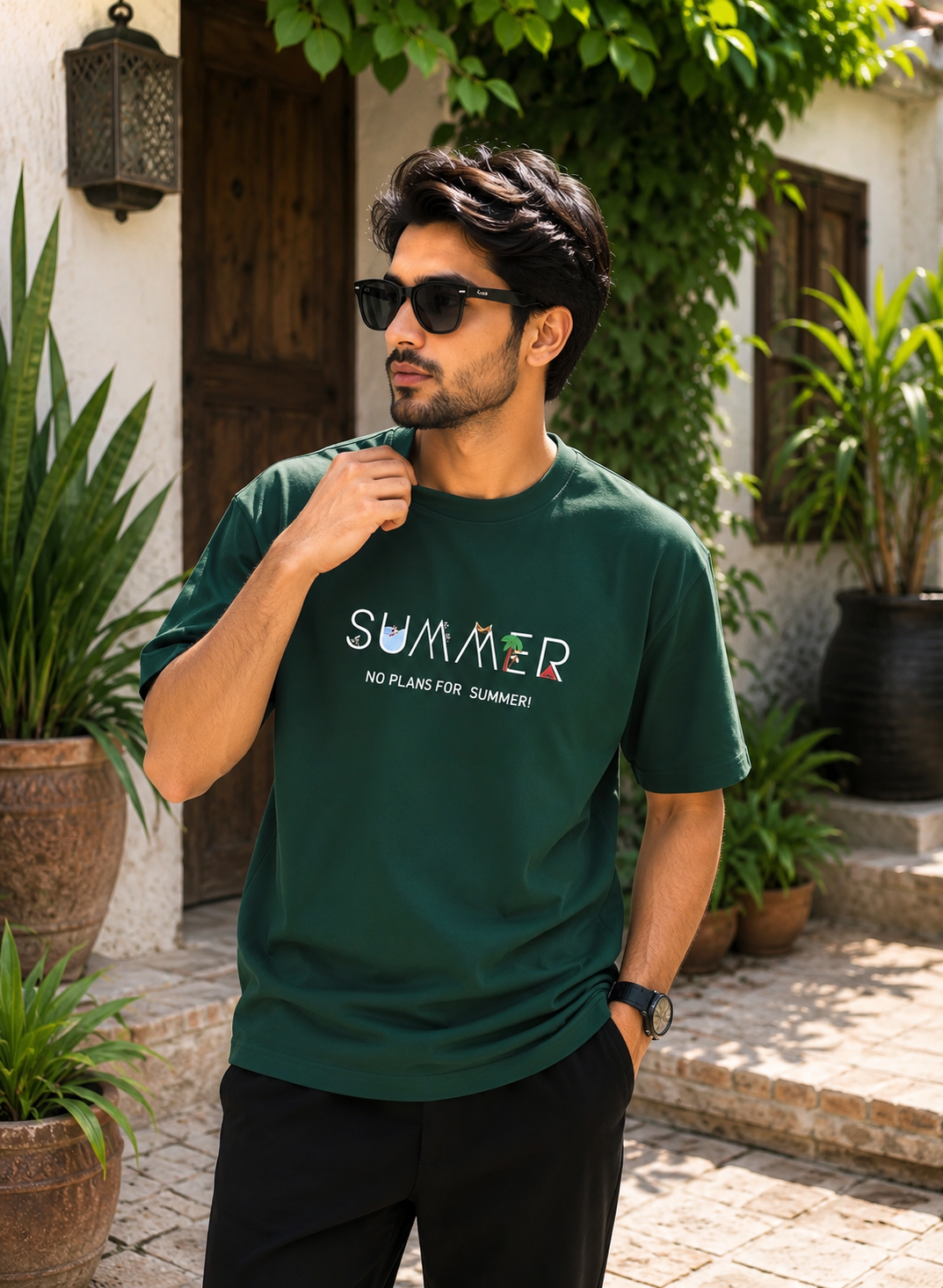 Hot Summer Oversized T-Shirt – Stay Cool & Stylish | Black, White, Green & Maroon