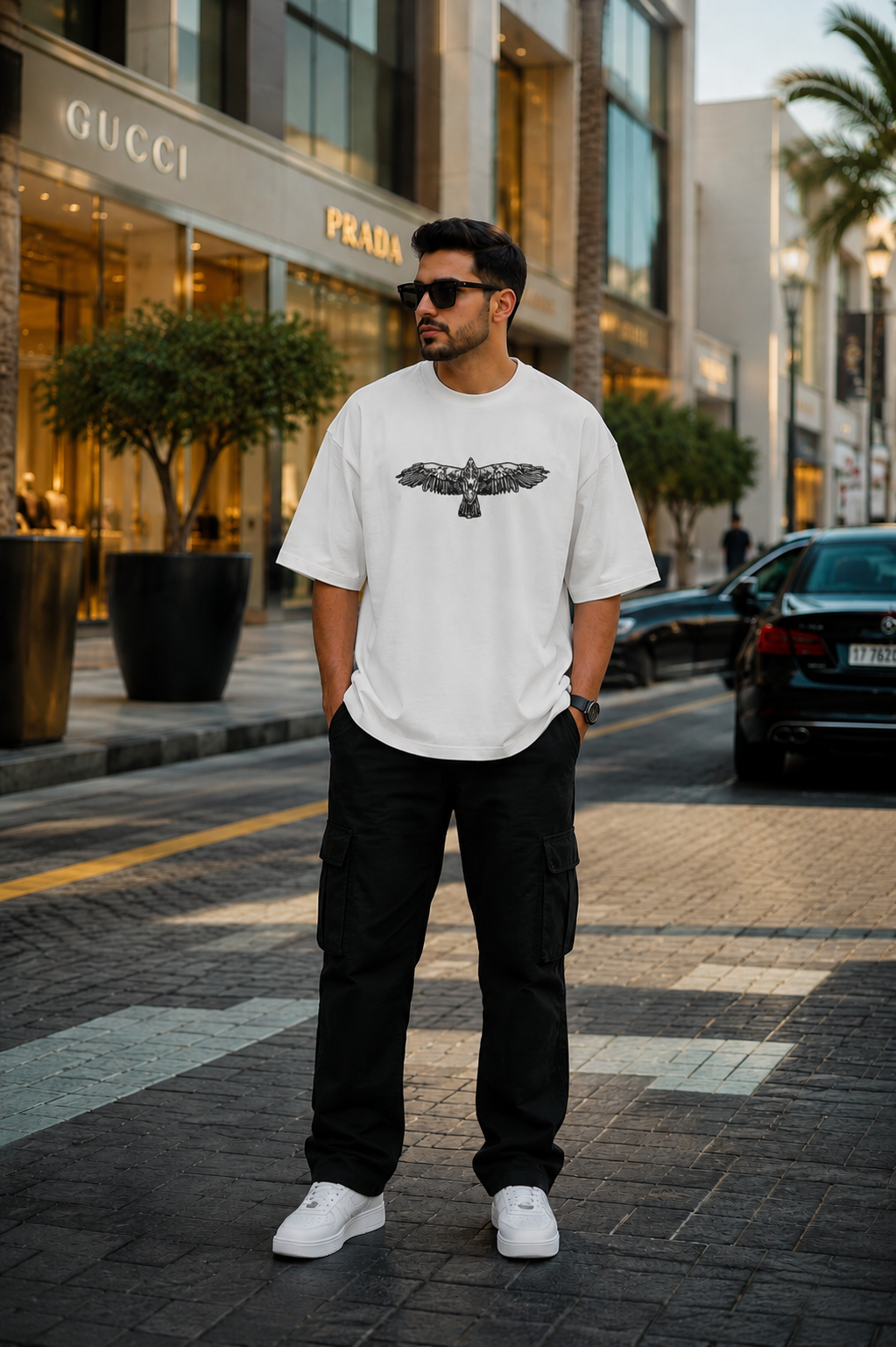 Down shoulder oversized Back Eagle 🦅 Printed Tees For Men