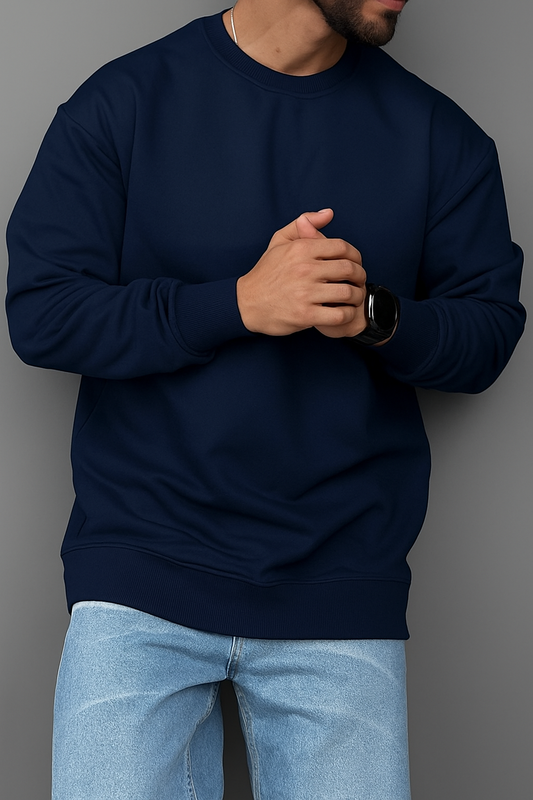 Men’s Plain Round Neck Sweatshirt – Premium Winter Fleece | 7 Colors | Comfortable Casual Pullover