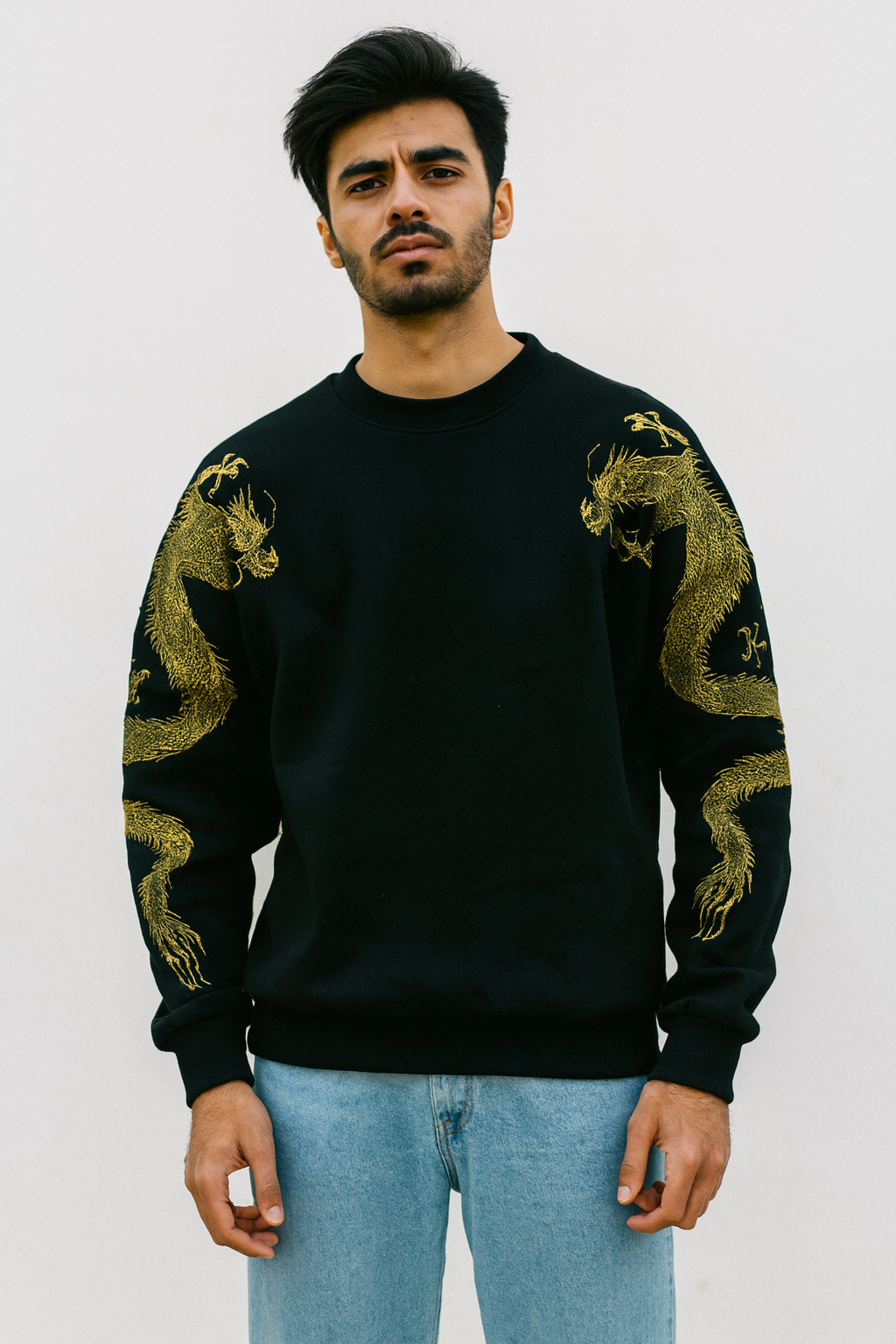 Golden Dragon Oversized Sweatshirt – Luxury Embroidery Edition
