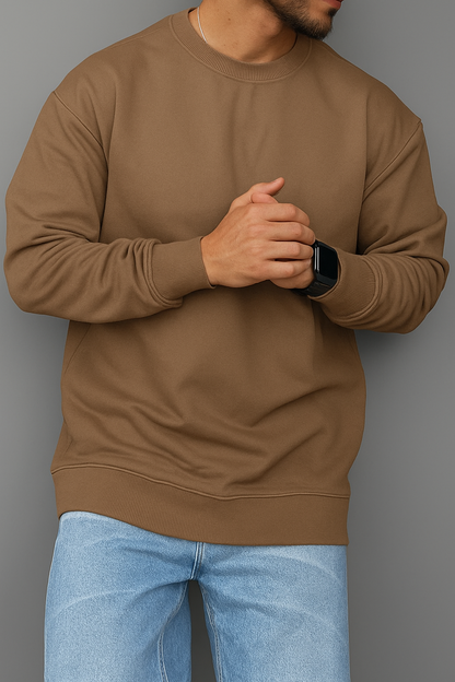 Men’s Plain Round Neck Sweatshirt – Premium Winter Fleece | 7 Colors | Comfortable Casual Pullover