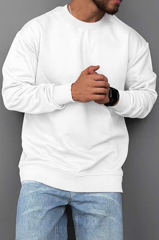 Men’s Plain Round Neck Sweatshirt – Premium Winter Fleece | 7 Colors | Comfortable Casual Pullover