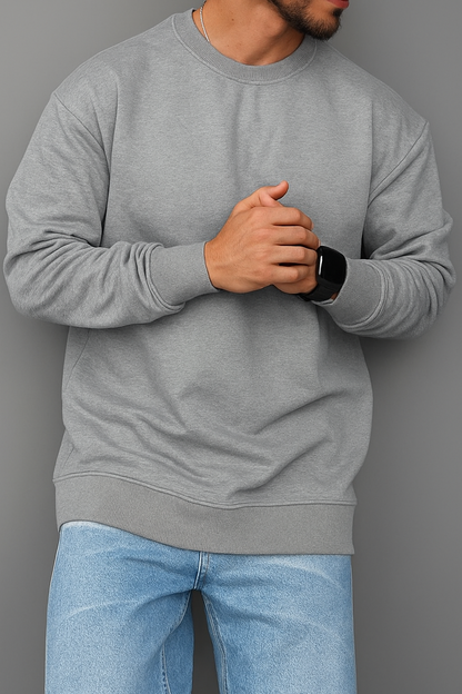 Men’s Plain Round Neck Sweatshirt – Premium Winter Fleece | 7 Colors | Comfortable Casual Pullover