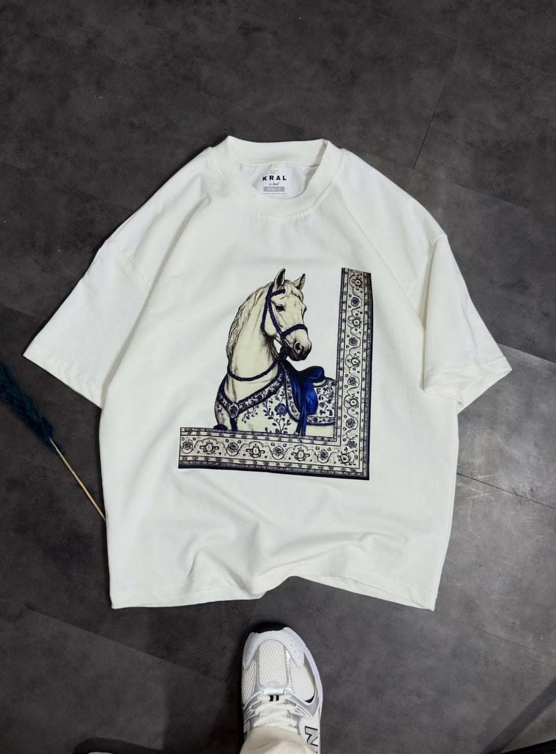 Premium Oversized Horse Graphic T-Shirt for Men | Soft Cotton Summer Tee |
