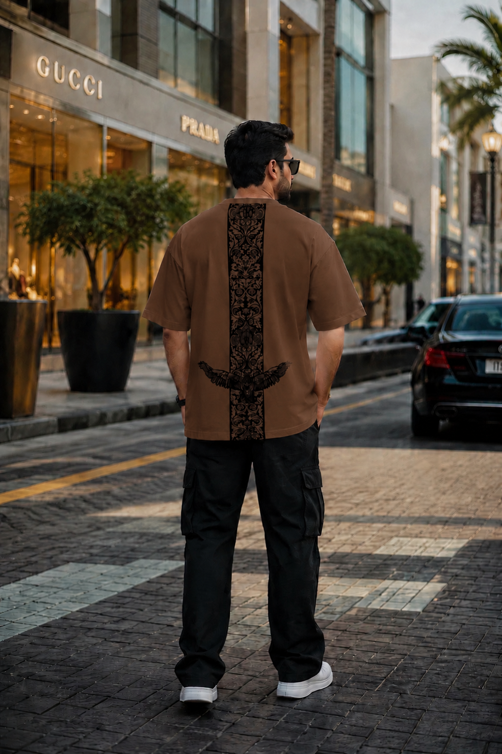Down shoulder oversized Back Eagle 🦅 Printed Tees For Men