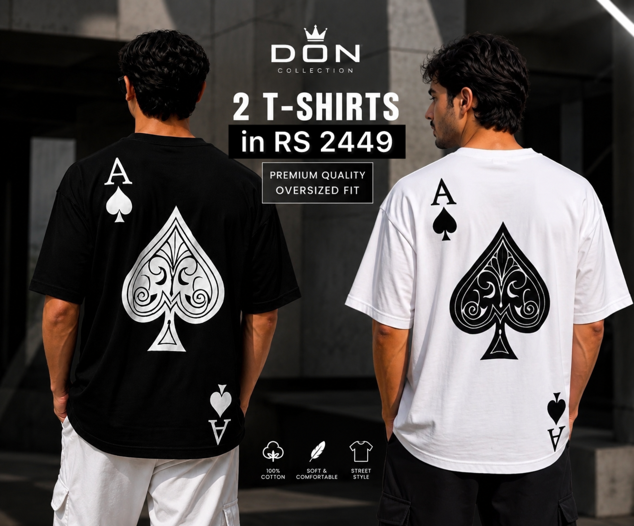 Ace Back Print Oversized T-Shirt ♠️ | Premium Streetwear for Men