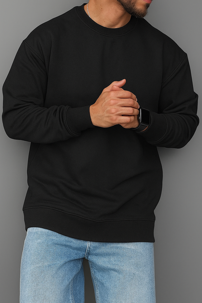 Men’s Plain Round Neck Sweatshirt – Premium Winter Fleece | 7 Colors | Comfortable Casual Pullover