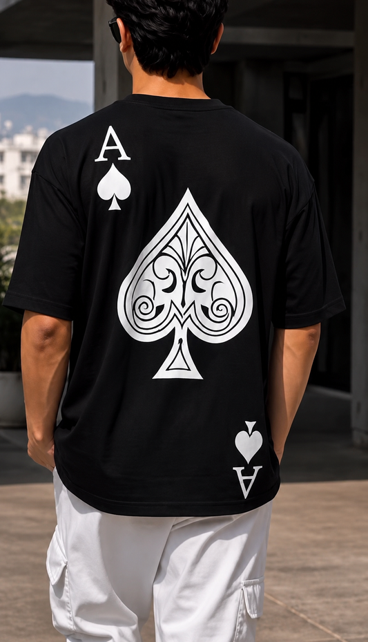 Ace Back Print Oversized T-Shirt ♠️ | Premium Streetwear for Men