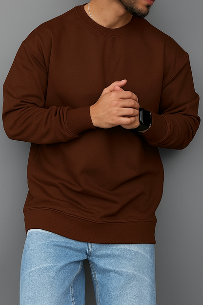 Men’s Plain Round Neck Sweatshirt – Premium Winter Fleece | 7 Colors | Comfortable Casual Pullover