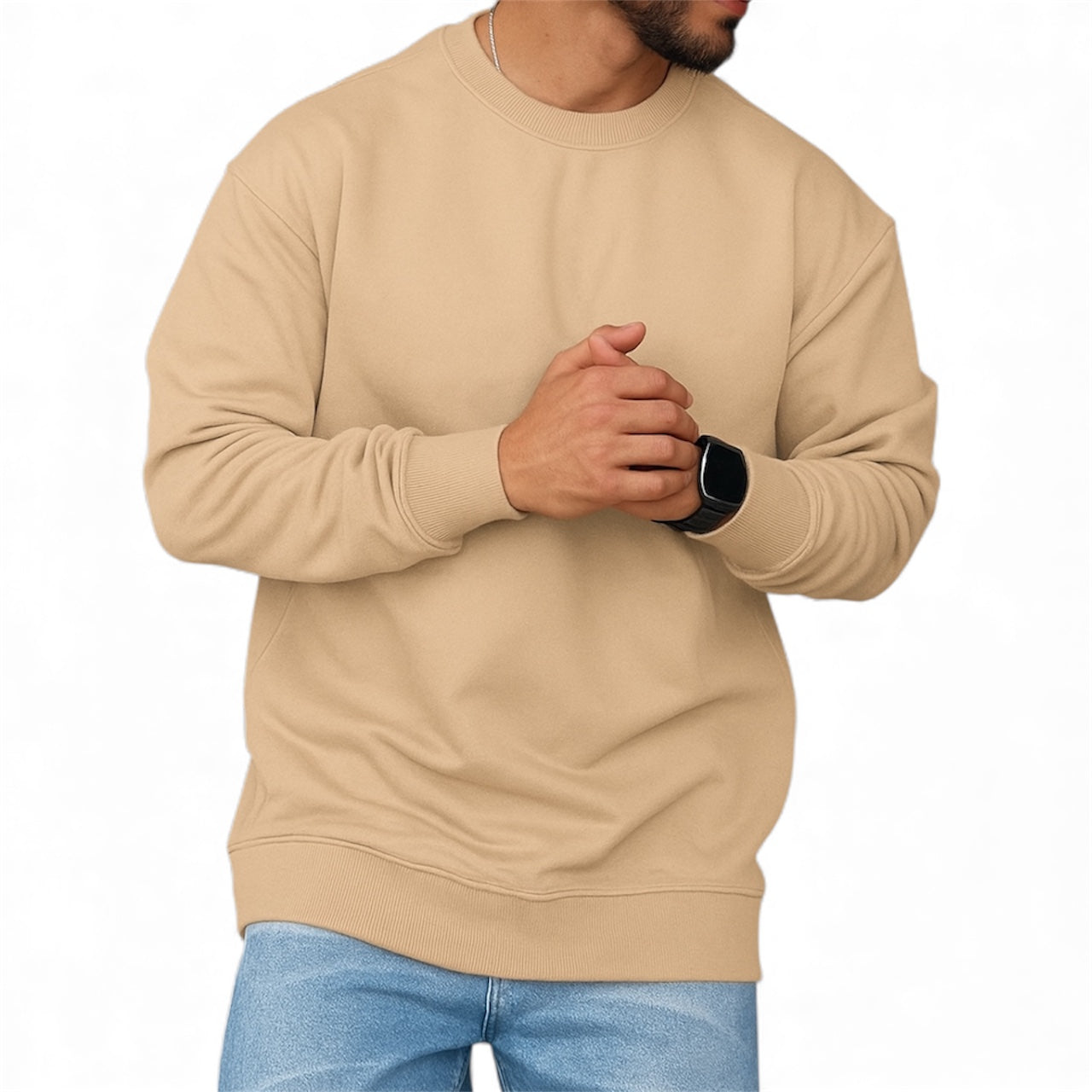 Men’s Plain Round Neck Sweatshirt – Premium Winter Fleece | 7 Colors | Comfortable Casual Pullover