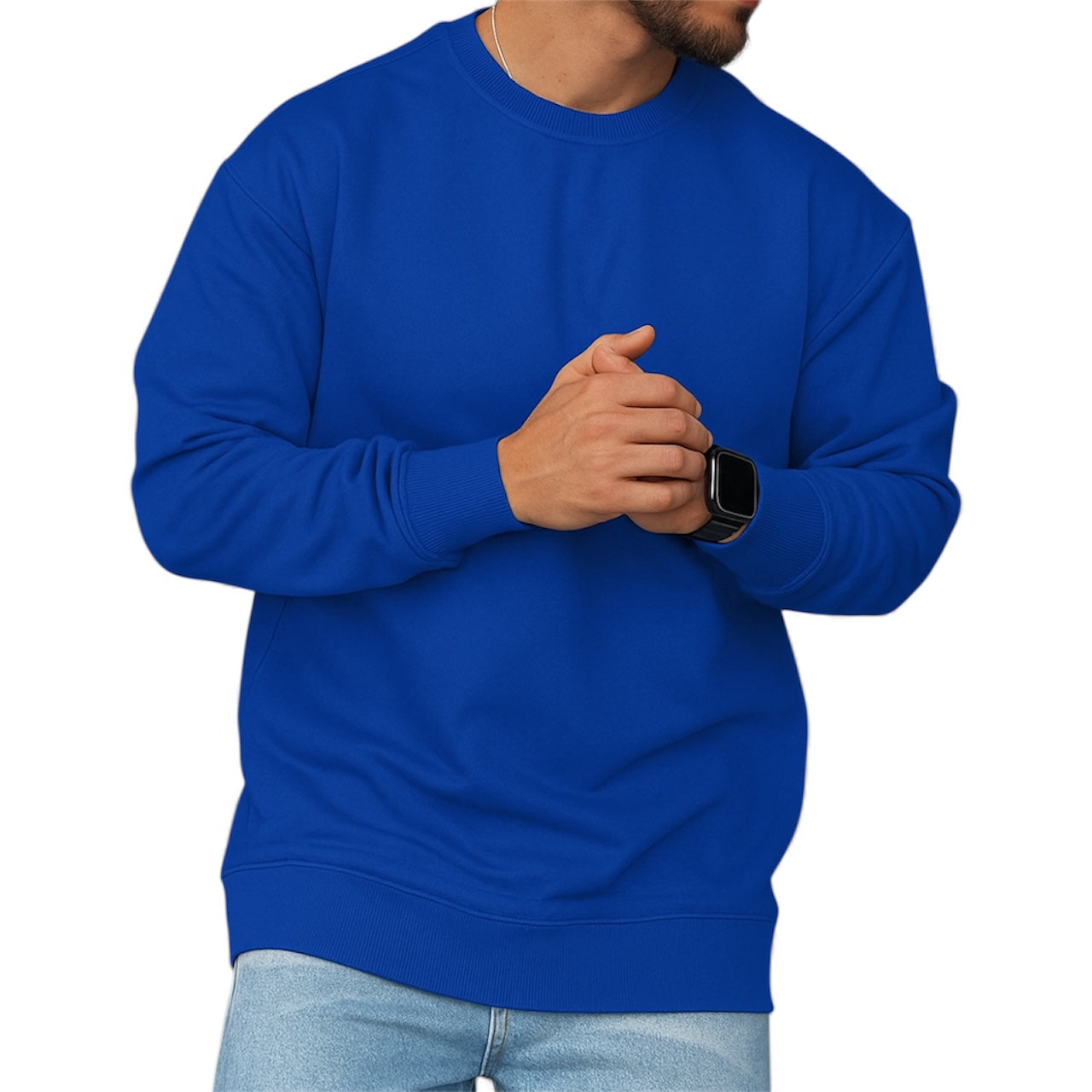 Men’s Plain Round Neck Sweatshirt – Premium Winter Fleece | 7 Colors | Comfortable Casual Pullover