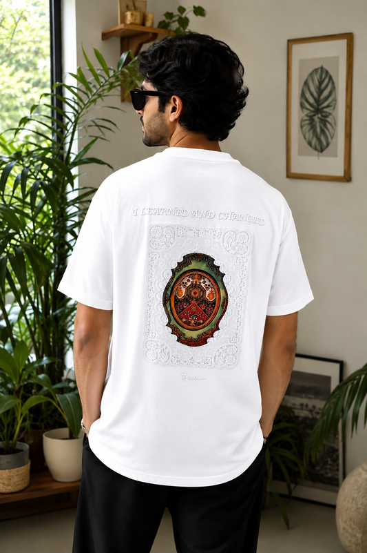 Legacy Crest Oversized T-Shirt – Premium Pure White Graphic Tee for Men