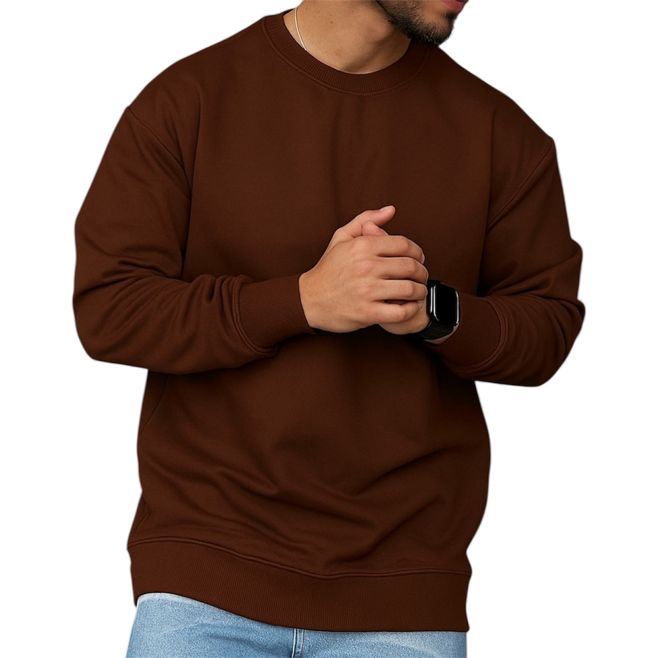 Men’s Plain Round Neck Sweatshirt – Premium Winter Fleece | 7 Colors | Comfortable Casual Pullover